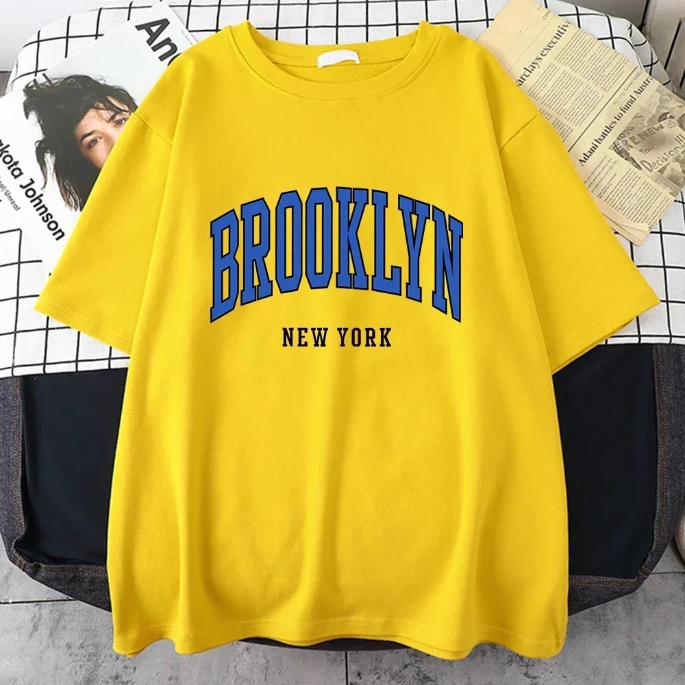 Brooklyn York Blue Design WoTshirt Street Hip Hop T Shirt Sport Soft Cotton Clothing Plus Size Loose T Shirt Clothing