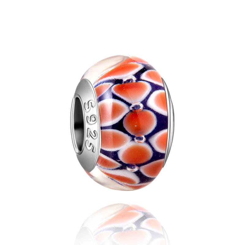 Matte Black Collection copper ThreeDimensional FlowerStriped Glass Bead Charms Compatible With Do It Yourself Bracelets Necklaces Exquisite Pieces P