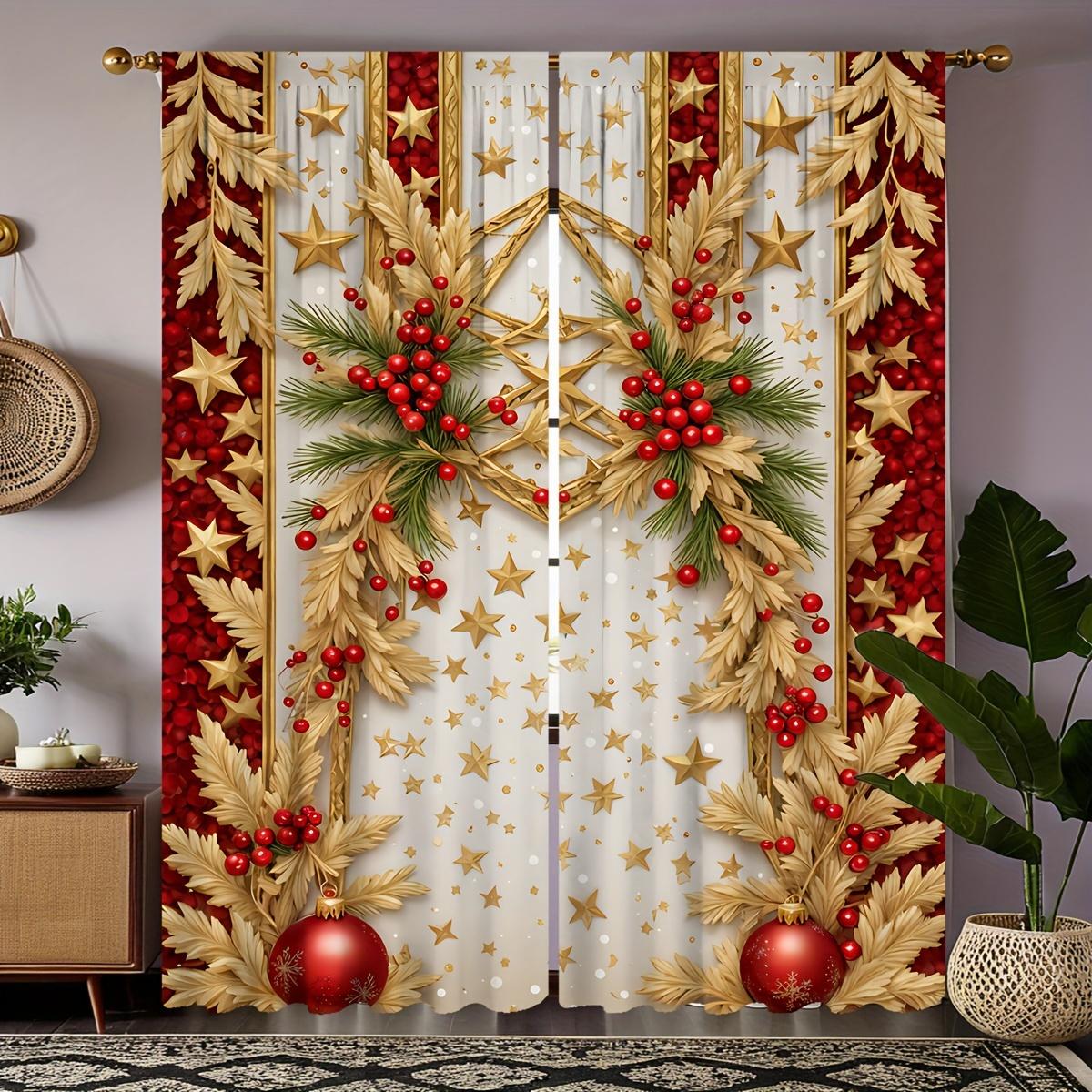 

2 шт. Рождественская серия воздушных шаров с белым фоновым изображением занавеска для кабинета, кухни, гостиной, комнаты в общежитии, карман для штанги, верхнее окно 100W130H(CM)40x51in&Grommet Top