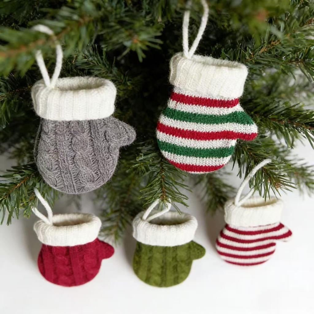 Christmas Festival Mini Knitted Sock Ornaments for Tree & Cutlery Decoration