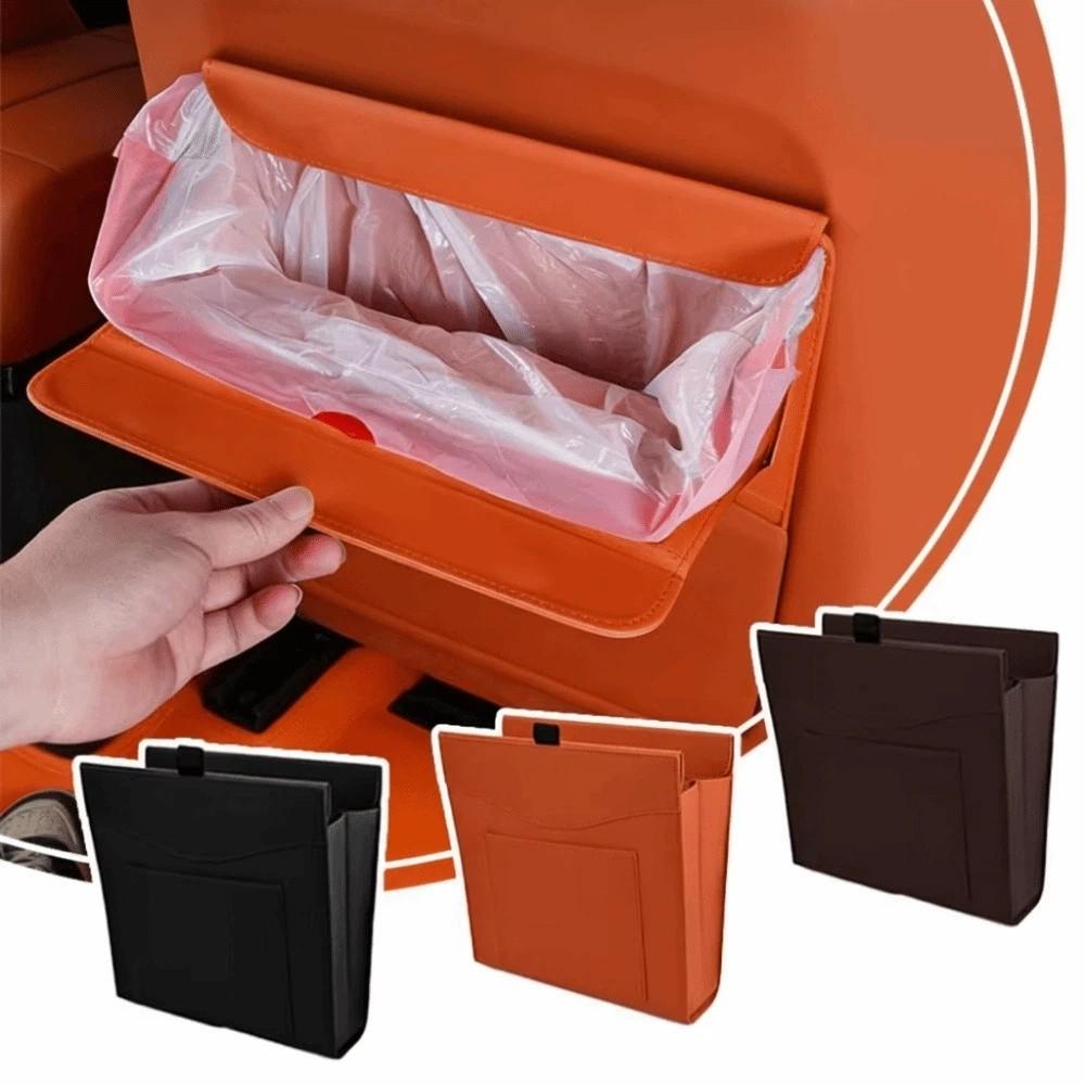 Storage Pocket Magnetic Adsorption Storage Bag Seat Hanging Trash Can  Car Interior Supplies