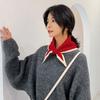 Solid Color Knitted Scarf Triangle False Collar Neck Cover Cross Neckerchief  Autumn Winter