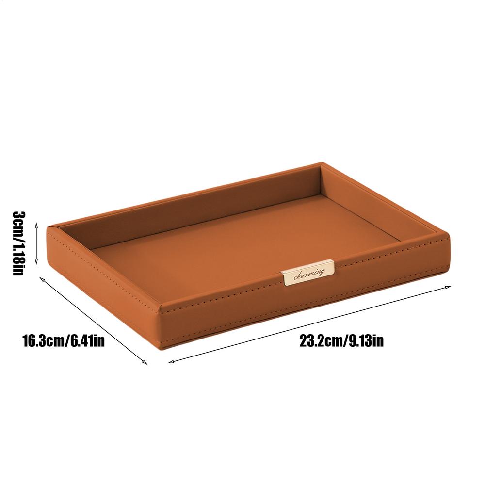 Leather Tray Desk Tray Multifunctional Bedside Organizers Table Jewelry Watch Holder for Changes Key Phone Glasses Home Decor