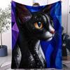 Adorable Cat Artistic Style Pattern Flannel Printed Blanket Suitable for All Seasons Suitable for Living Room Office Sofa Travel