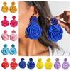 1 Pair Multi-Color Flower Stud Earrings Large Simulated Floral Earrings  Women's Jewelry