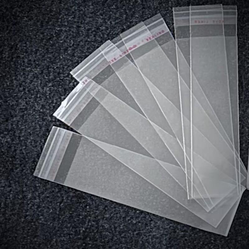 Thin Transparent Self-Adhesive Rectangular Plastic Bag with Sticker Double Layer, 6 Silk, 2.5*10+2cm, 100 pieces