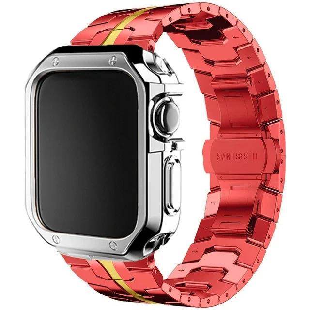 Iron Man Edelstahl-Rüstungsgehäuse mit TPU-Armband für Apple Watch