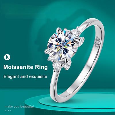 D VVS1 Moissanite Ring GRA Certified S925 Sliver Plated 18k White Gold Engagement Wedding Rings for Women Fine Jewelry
