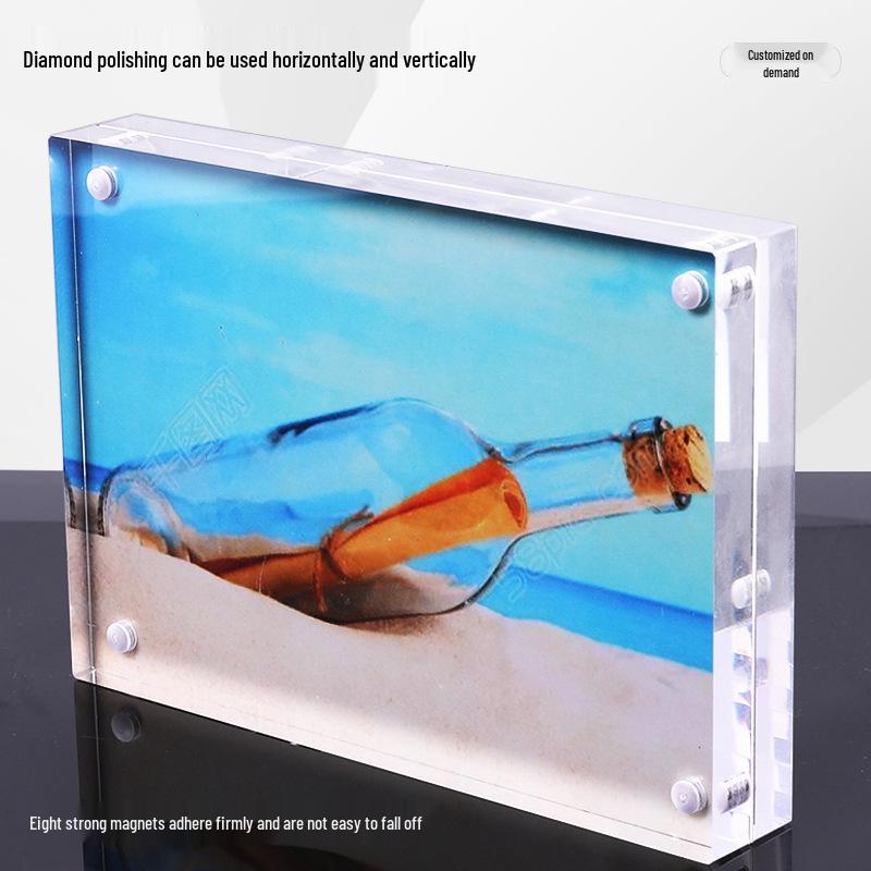 Clear Acrylic Magnetic Photo Frame for 3-Inch Polaroids - Thickened Desktop Display Stand