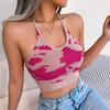 Frauen Frühling Sommer Freizeit Halter Kuh Muster Taille Strap Top Offenen Nabel Stricken Tank