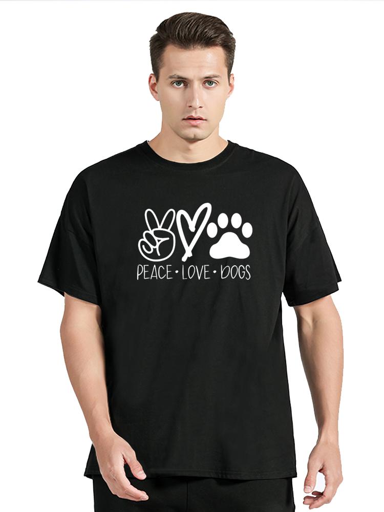 Peace Love Dogs Printed Women T Shirt Fashion Vintage Graphic Tshirt Funny T-shirt Cotton Men Clothing Oversized Tees Tops