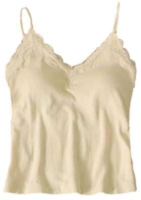 Camisole with Bra Tank Bra Bra Camisole for Women [a-fua] Cups, Top, Lace, Top, V-Neck, Cami, Beautiful, Fully-Slimming (Ivory)