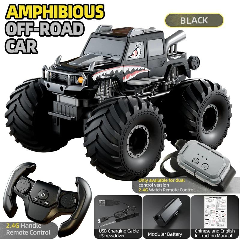 Q215 Amphibisches RC-Auto 2.4G Wasserdicht 4WD Geländegängig Hochgeschwindigkeit Kletter-Crawler Fernbedienungsfahrzeug Spielzeug für Kinder