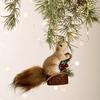 Foam Squirrel Ornament 3D Artificial Squirrel Figurine with Pine Cones Berries Cute
