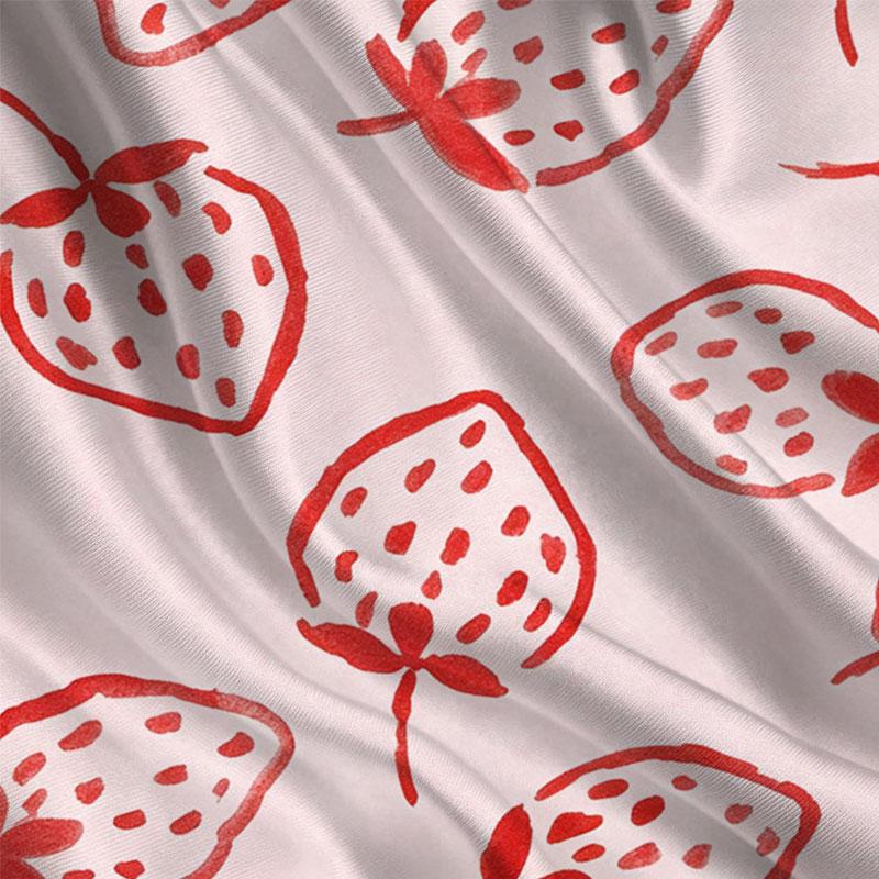Women's Short Sleeve T-Shirt American Basic Style Strawberry Print, Soft, Versatile for Daily Casual & Outings