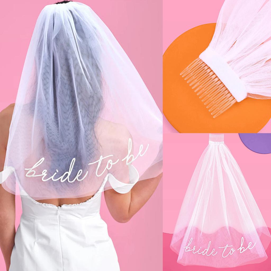 White Letter Headpiece Head Veil with Comb Perfect for Wedding Celebrations Beach Shower Party Bridesmaids Veil