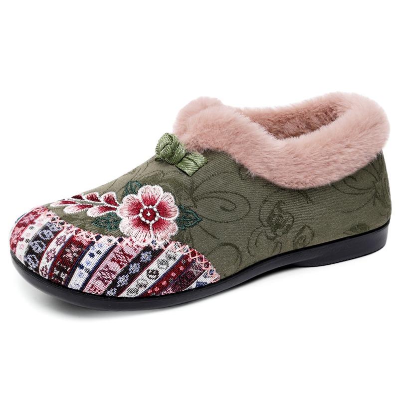 Winter Mother Cotton Shoes Winter New Style Plus Velvet Thick Cotton Shoes Embroidered Cotton Shoes for The Elderly