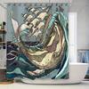 Ocean Wave Whale Pattern Shower Curtain Nautical Sea Life Decor Bathroom Backdrop Vintage Artistic Home Textile