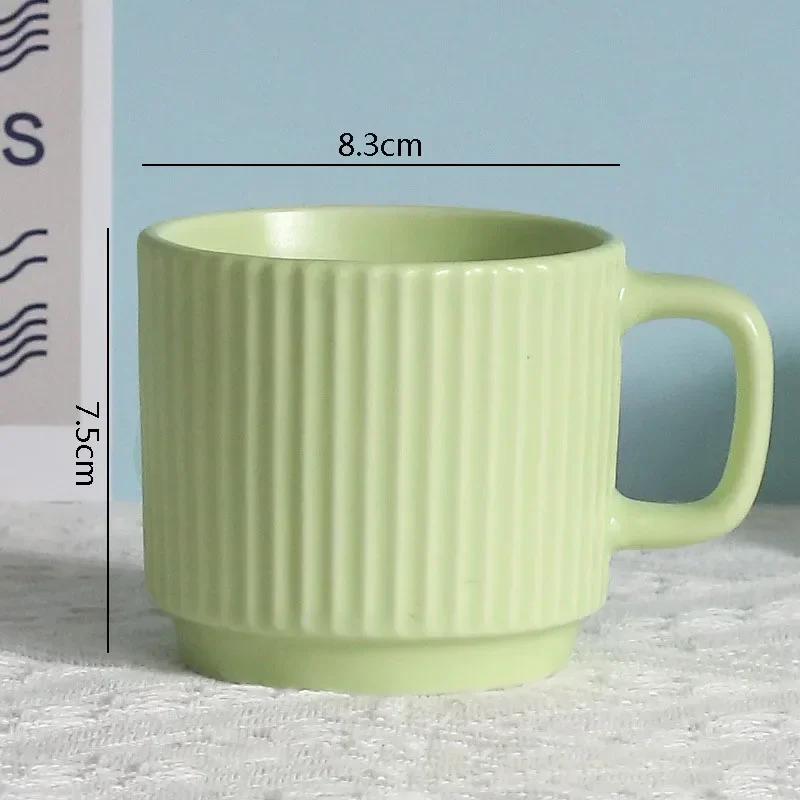 Einfachheit Gestreifte Keramiktasse Einfarbig Saftbecher Büro Milchkaffee Tasse Becher Getränkebecher Familienfrühstückstassen Teetassen