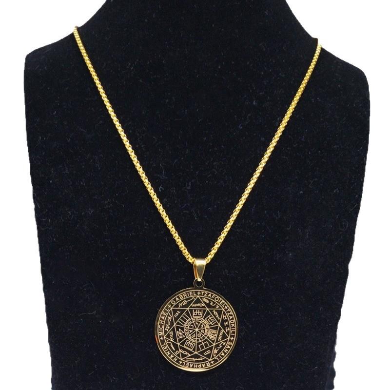Personalized Seven Archangels Rune Seal Pendant Stainless Steel Necklace