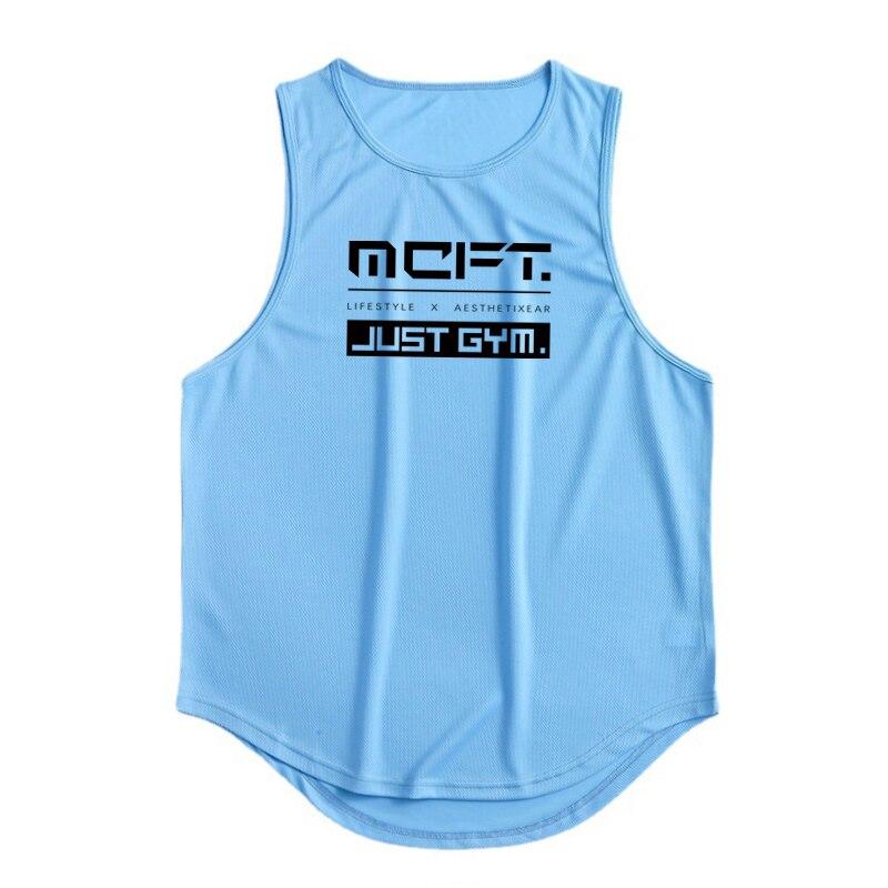 

Muscleguys Мужская сетчатая дышащая и впитывающая пот спортивная футболка без рукавов для фитнеса, модные майки с принтом, уличная одежда XL синий