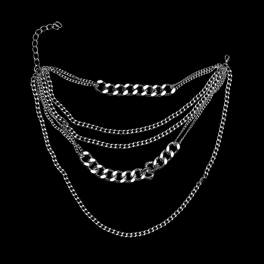 Vintage Exaggerated Collar Statement Multi-layer Pendant Necklace Punk Choker Thick Curb Chain