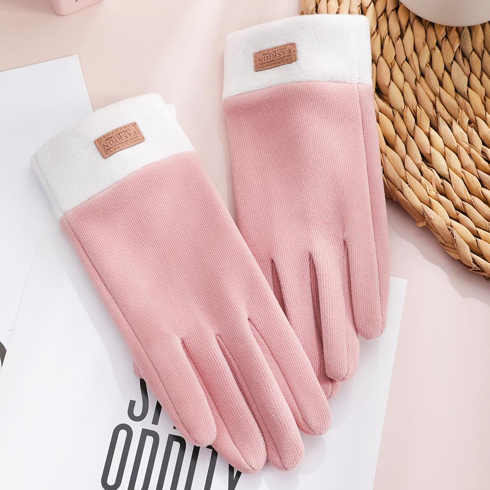 Warm Gloves for Women's German Velvet Plus Velvet Thickened Electric Vehicle Outdoor Cycling Sports Windproof Touch Screen Autumn and Winter Gloves