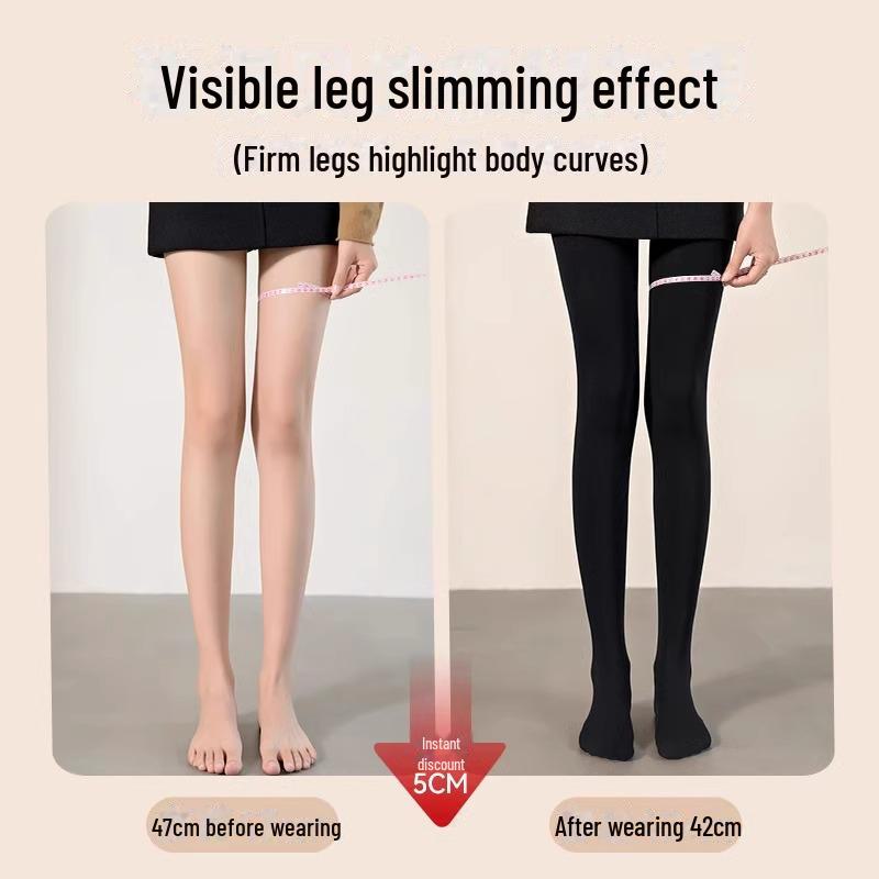 Women's Sheer Black Leggings - Spring/Autumn, Winter Plus Velvet, Strong Compression Slimming Socks