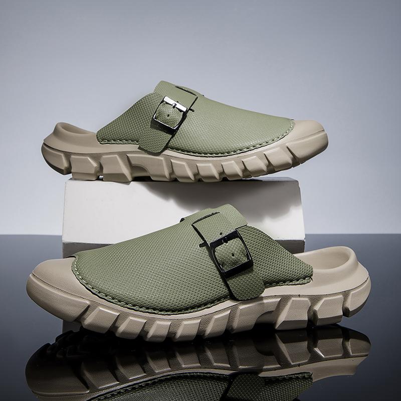 Summer Mens Casual Shoes Mesh Breathable Half Slippers Fashion Walking Sneakers Handmade Male Sandals Lightweight Non-slip Clogs