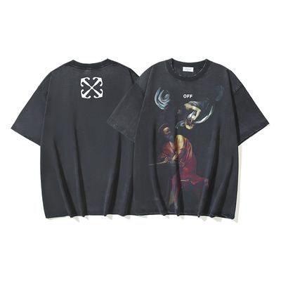 1200 Off-White Sommer 2026 Neu Engel Rot Alter Mann Religiös Pfeil Bedrucktes Kurzarm-T-Shirt für Damen und Herren