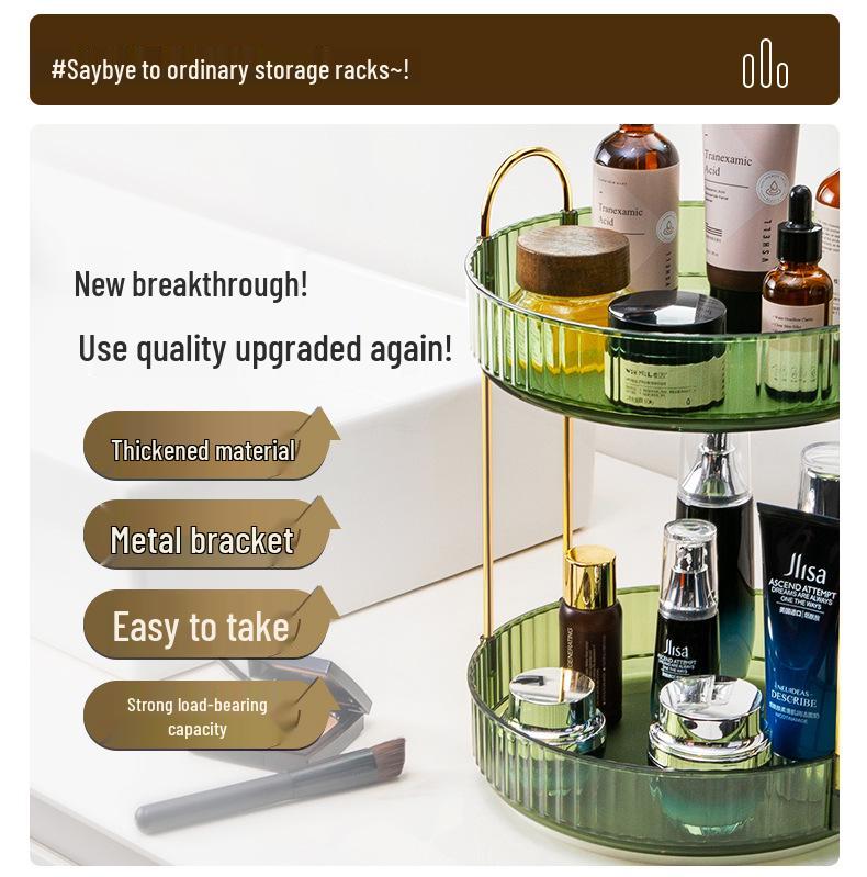 Luxury Rotating Cosmetic Organizer: Bathroom Shelf & Dressing Table Storage for Lipsticks & Skincare Products