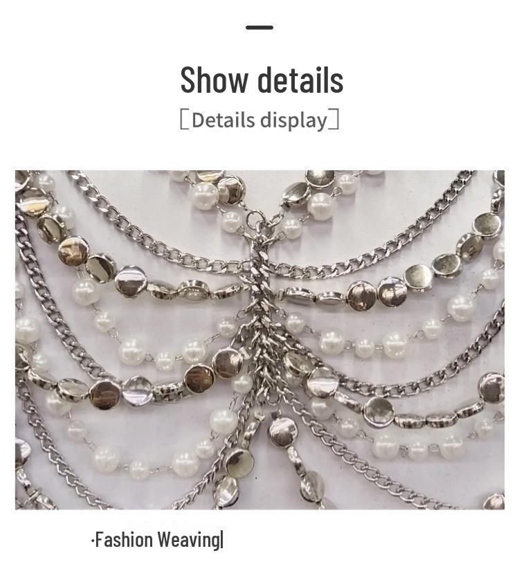 Rhinestone Tassel Body Chain Bikini Halter Bra - European & American Beachwear for Women