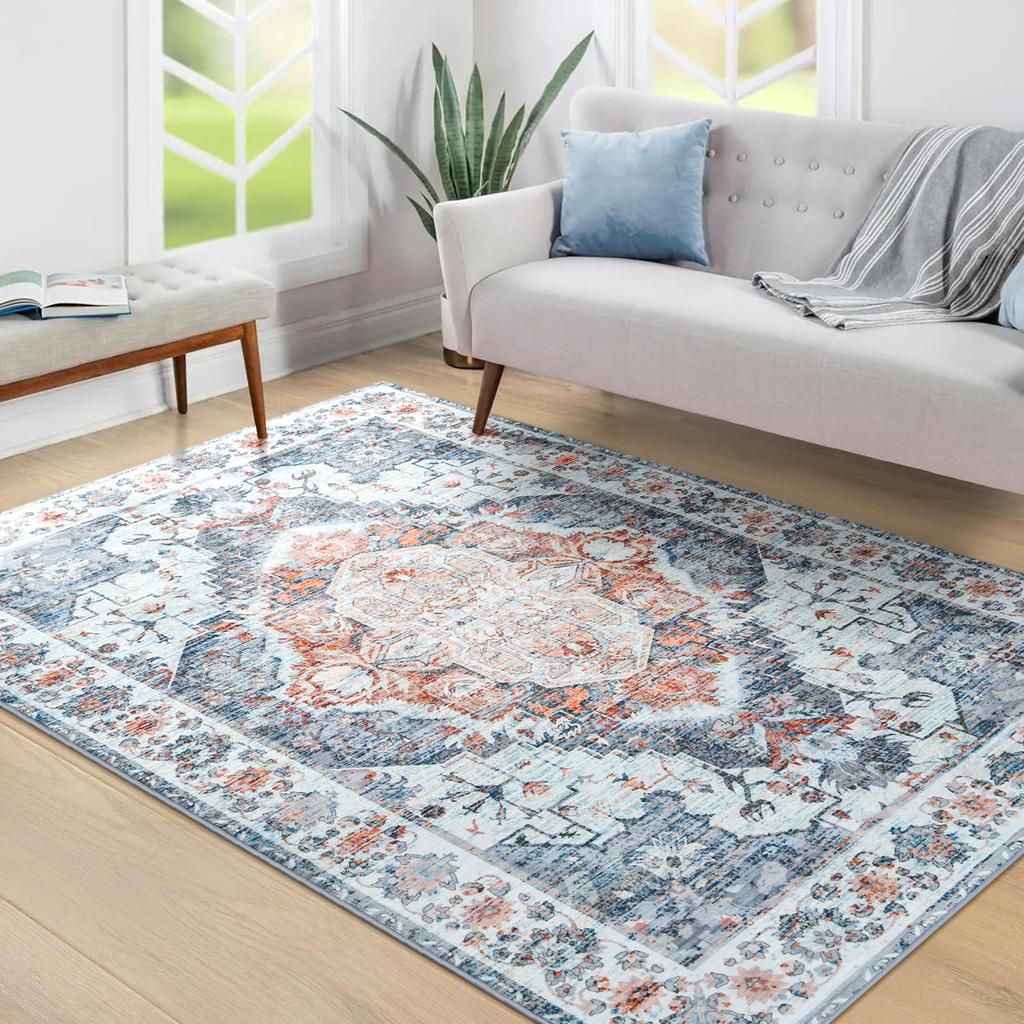 Faux Cashmere Retro Ethnic Carpets Turkish Persian Rug for Living Room Bedside Bedroom Vintage Floor Mat Entrance Doormat Carpet