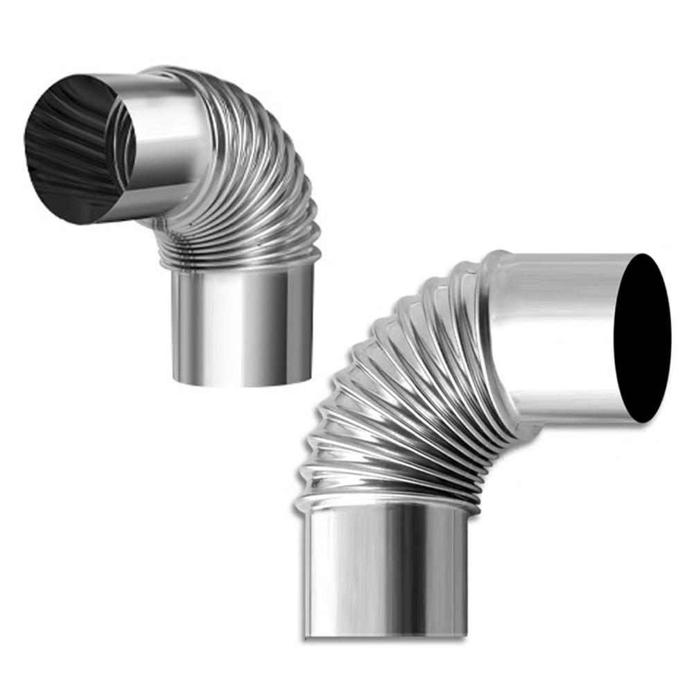 Parking Heater Accessories Stainless Steel Corrugated Smoke Exhaust Pipe, Exhaust Pipe Elbow Connecting Pipe, Durable Anti-Rust