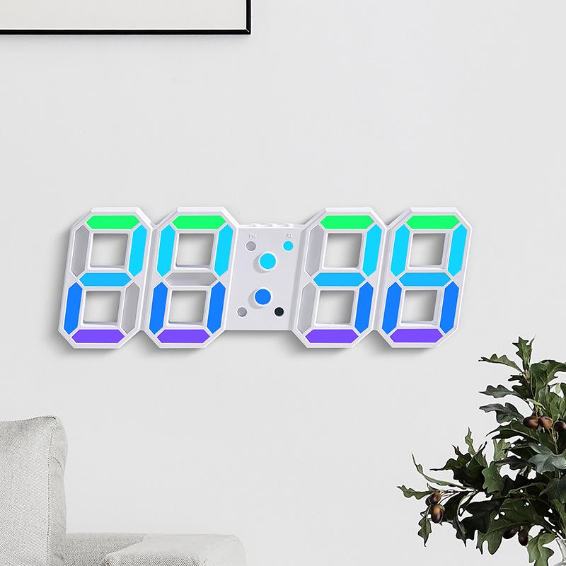 Electronic Wall Clock Can Be Upright and Hung Dual-purpose LED Digital Clock Colorful Bedside Luminous Clock 0733