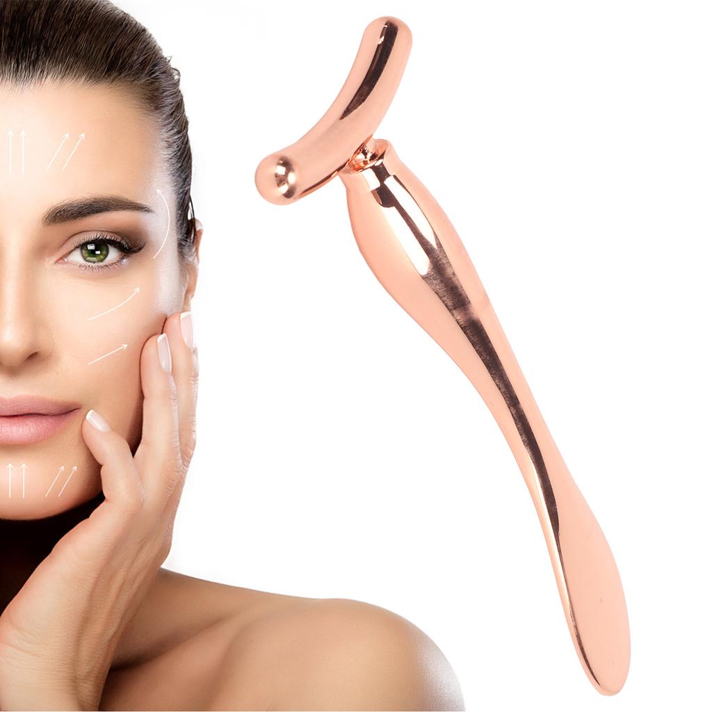 Eye Cream Applicator Rose Gold T Shape Scoop Dual Head Promote Absorption Reduce Edema Eye Cream Massage Wand Stick