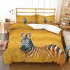 Zebra Duvet Cover Set King Queen Size Polyester Comforter Cover Black And White Stripe Wild Animals For Kids Teens Bedding Set