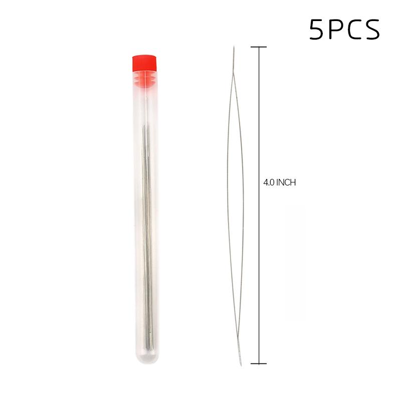 5pcs Big eye beading needles with bottle 5 size for embroidery beading Spring steel beading Curved needles Jewelry Making Tools