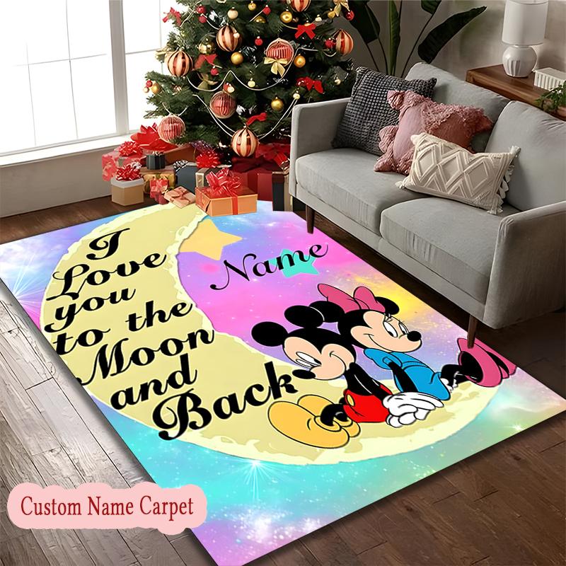 Custom Name Love Magic Minnie Heartfelt Rug Ideal for RV, Terrace, Backyard, Picnic Essentials, Slip-resistant Home Carpet