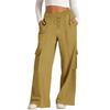 Women's Casual Fashion Solid Color Elastic Waist Drawstring Workwear Wide Leg Pants With Pockets