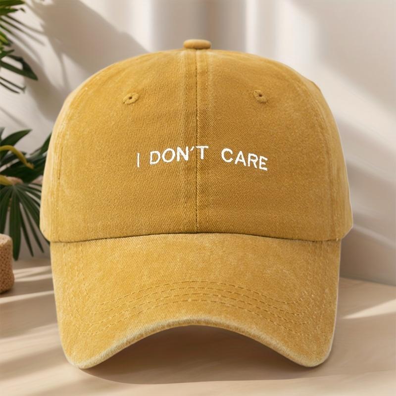 I DONT CARE Letter Embroidery Baseball Cap Classic Washed Vintage Duckbill Cap Soft SweatAbsorbing Breathable Hat Individual S