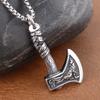 Boutique Stainless Steel Viking Wolf and Odin Crow Axe Pendant Necklace Vintage Men's Nordic Popular Jewelry for Birthday Gifts