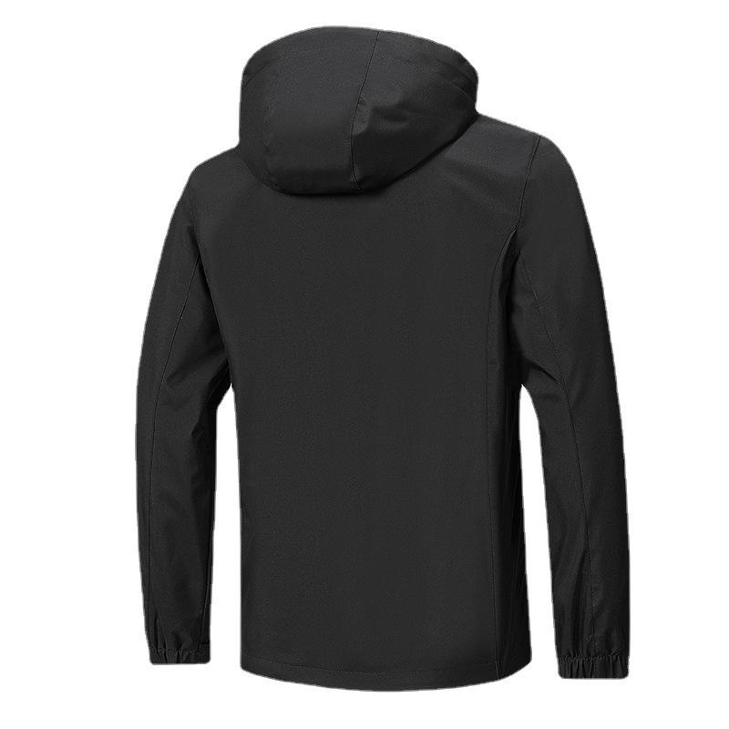 Spring and Autumn Jacket Men's Solid Color Outdoor Hooded Jacket Men's