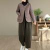 Coat for Women Cototn Thickened Autumn Winter Windbreaker Plaid Oversize Casual Jacket