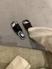 ~ Height increased by 4cm~ Metal buckle fold width one-word set toe slope heel sandals female summer