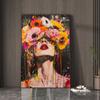 Abstract Colorful Flowers Girl Posters Wall Arts Modern Floral Lady Decorative Painting Living Room Wall Decoration No Frame