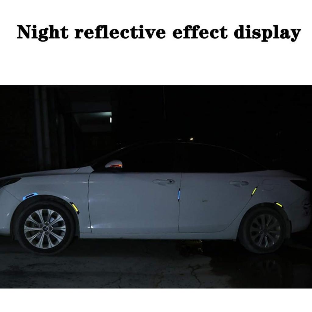 3D Super Red Reflective Stickers Black Real Carbon Fiber Strips Car Side Door Edge Bumper Anti-Scratch Protection Guards Trim Stickers Universal