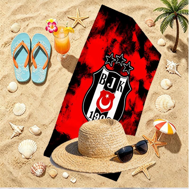 Besiktas J.K Print Beach Towel, Versatile Lightweight Absorbent Beach Towel for Pool Surf Yoga Bathroom, Perfect Birthday Holiday Gift