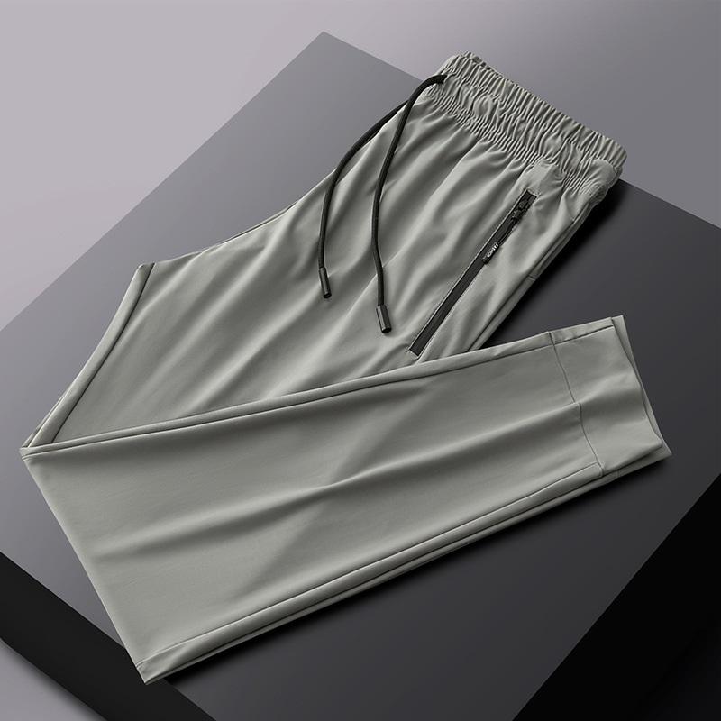 

Men s Ice Silk Joggers Summer Quick Dry Elastic Waist Tapered Athletic Pants With Zipper Pockets XXXL світло-сірого кольору
