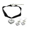 Black Velvet Heart Choker Necklace  Earrings  For Women Sexy Punk  Heart Chockers Collar Retro Neck Jewelry Gift